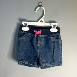Denim shorts with pink bow 24 months